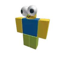 a roblox character with two eyes and a smile