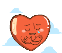 a cartoon drawing of a heart with a bandage on it 's face