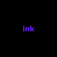 the word ink is written in purple letters on a black background