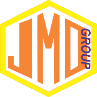 a logo for the jmd group is displayed on a white background