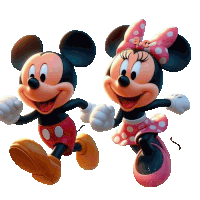 mickey mouse and minnie mouse are holding hands