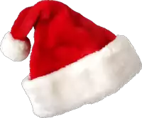 a red santa hat with a white border