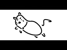 a black and white drawing of a hamster laying on its back .