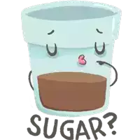 a cartoon drawing of a cup with a face and the words sugar written below it