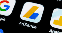 a close up of a google adsense app on a phone .