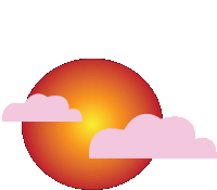 a sunset with pink clouds and a red sun