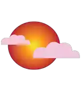 a sunset with pink clouds and a red sun