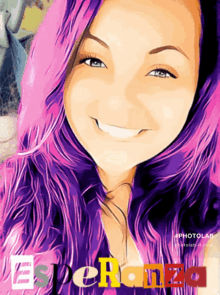 a picture of a woman with purple hair and the words esperanza