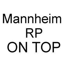 a sign that says mannheim rp on top on a white background