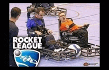 a group of people in wheelchairs are playing a game of rocket league .