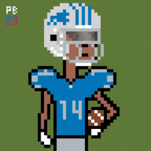 a pixel art of a football player with the number 14 on his shirt