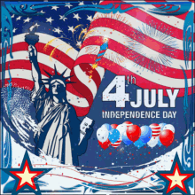 a 4th of july independence day poster with the statue of liberty holding a torch