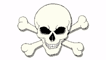 a drawing of a skull and crossbones with a white background