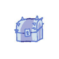 a drawing of a purple treasure chest with a keyhole