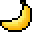 a pixel art illustration of a banana with a black outline on a white background .