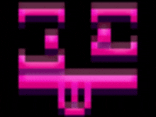 a pixel art of a pink and purple object on a black background