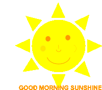 a yellow sun with a face and the words good morning sunshine