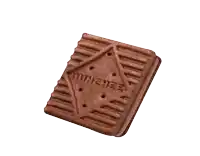 a chocolate munchee biscuit is sitting on a white surface