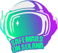 a logo for safemars on solana with a helmet