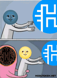 a cartoon of a person hugging another person with a smiley face on their head and the words hodltoken.net below them