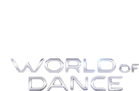 a silver logo for world of dance is displayed on a white background