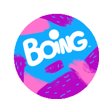 a purple and blue circle with the word boing in white letters