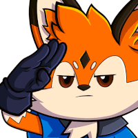 a cartoon fox giving a salute with a black glove on