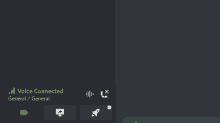 a screenshot of a discord app showing the voice connected and disconnect buttons