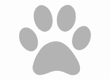 a gray paw print on a white background with circles