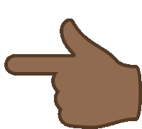 a brown hand is pointing to the right with its index finger