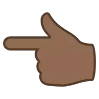 a brown hand is pointing to the right with its index finger