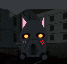 a drawing of a robot with a cat 's ears and glowing eyes with the username gacct3mon