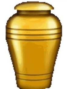 a pixel art drawing of a gold vase with a lid