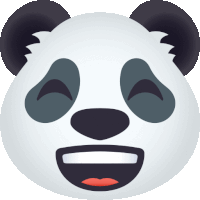 a panda bear with its eyes closed and its mouth wide open