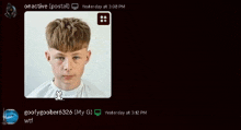 a picture of a young boy with a shaved head is being displayed on a computer screen .