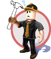 a cartoon character is holding a hammer and has a question mark above his head