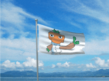 a flag with a picture of a tomato on it