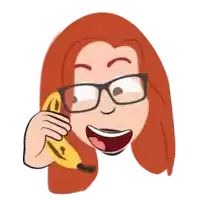 a cartoon of a woman talking on a phone while holding a banana