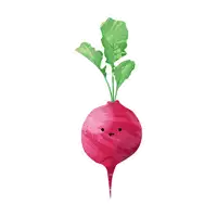 a cartoon illustration of a radish with a face on it