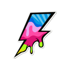 a sticker of a colorful lightning bolt with rainbow colors