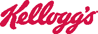 a red kellogg 's logo is against a white backdrop