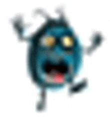 a cartoon bug with arms and legs is screaming and looking scared .