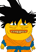 a cartoon drawing of a yellow cartoon character with a huge smile