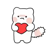 a cartoon bear is holding a broken heart in its hands