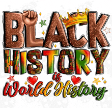 a poster that says black history is world history with a fist and crown