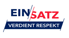 a logo for ein / satz verdient respekt in red and blue