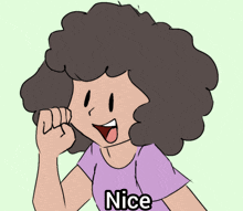 a cartoon drawing of a woman with the word nice on her shirt