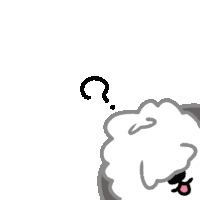 a cartoon drawing of a sheep with a question mark above it 's head .