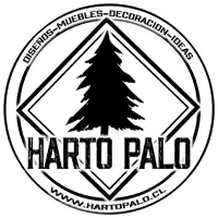 a black and white logo for harto palo with a pine tree in the center