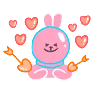 a pink bunny is surrounded by hearts and cupids arrows